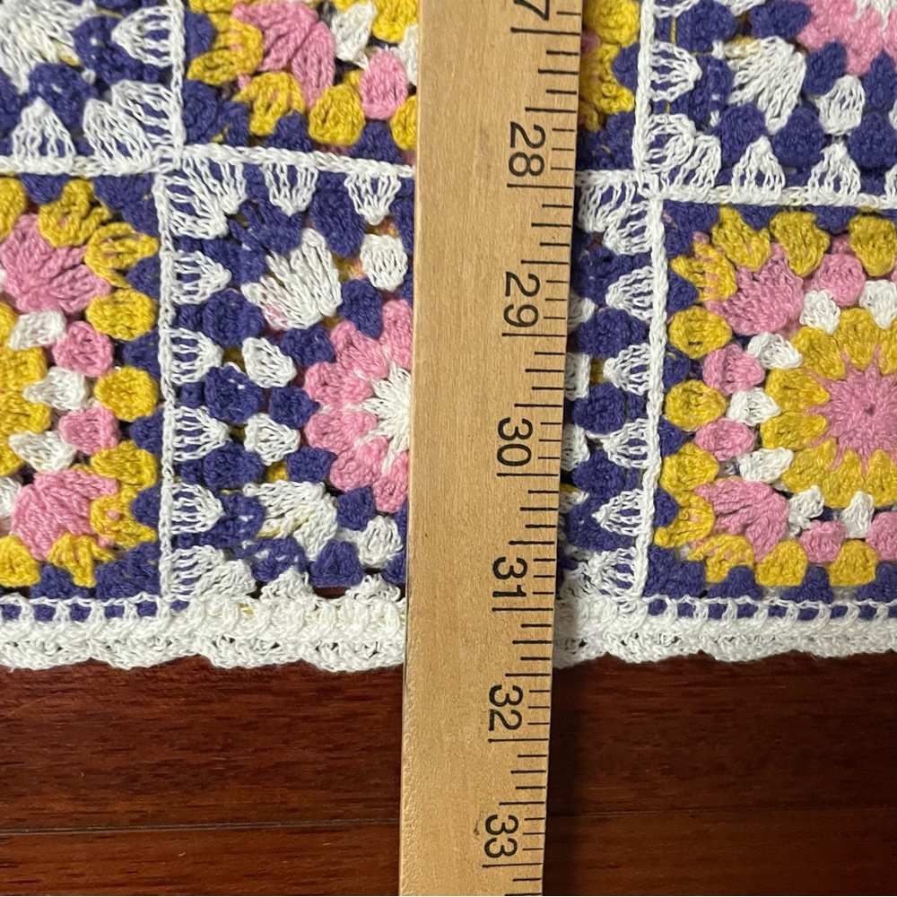 Petal Dew Multicolor Crochet Granny Square Mini Dress Boho Festival Sz S/M B22 - Picture 8 of 8